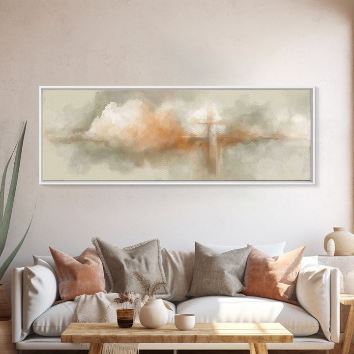 Glory In The Mist – Framed Canvas Print – Christian Wall Art – Christian Painting – Christian Art Canvas – Christmas Art – Panoramic Wall A