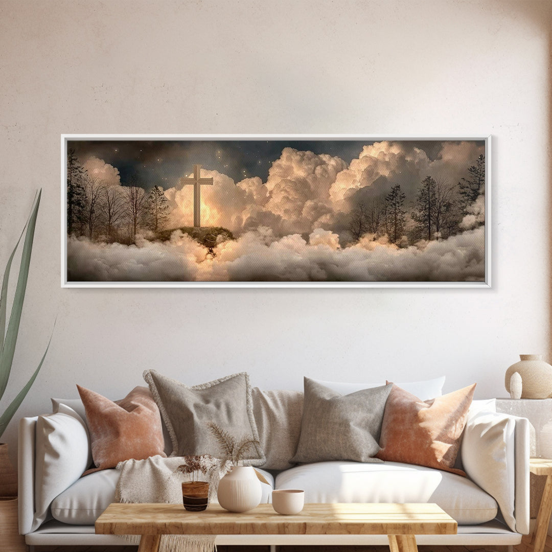 Heavenly Ascent, Framed Canvas Print, Christian Wall Art, Christian Art Canvas, Christian Painting, Christian Christmas Art, Panoramic Prin