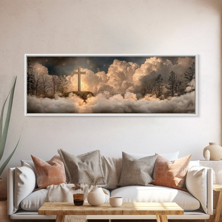 Heavenly Ascent, Framed Canvas Print, Christian Wall Art, Christian Art Canvas, Christian Painting, Christian Christmas Art, Panoramic Prin