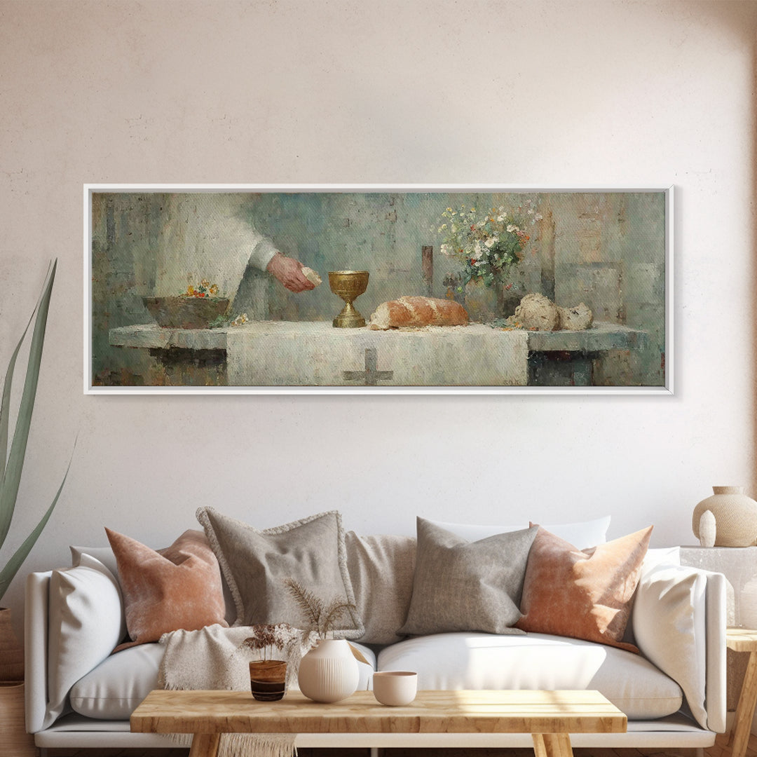 Chalice Of Peace, Framed Canvas Print, Christian Christmas Art, Panoramic Frame, Christian Art Canvas, Christian Wall Art
