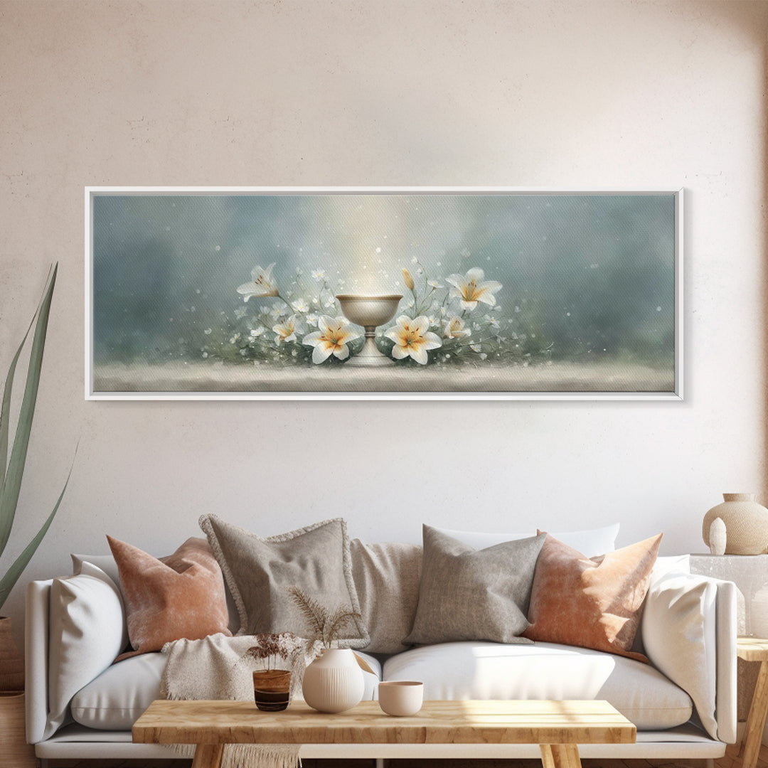 Lily Crown Glory – Framed Canvas Print – Christian Wall Art – Panoramic Wall Art – Christian Christmas Art – Christian Art Canvas