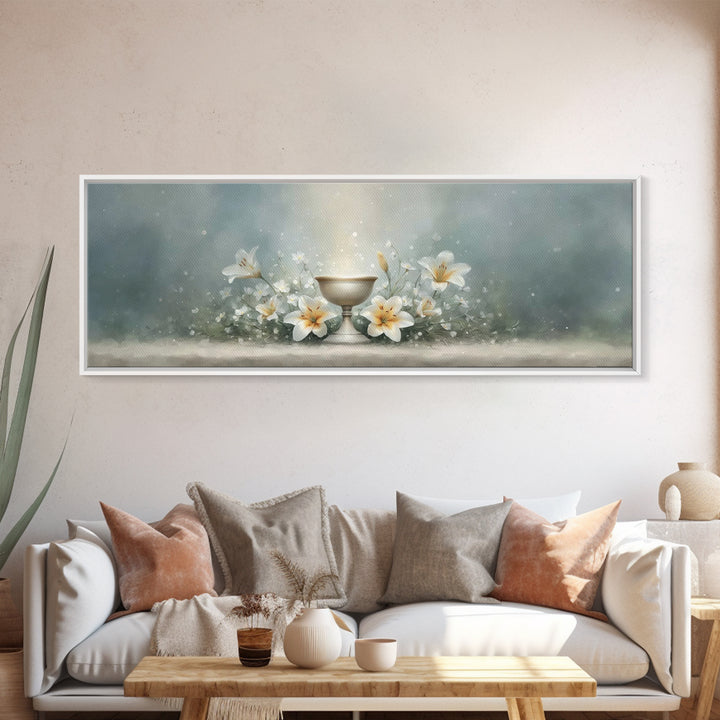 Lily Crown Glory – Framed Canvas Print – Christian Wall Art – Panoramic Wall Art – Christian Christmas Art – Christian Art Canvas