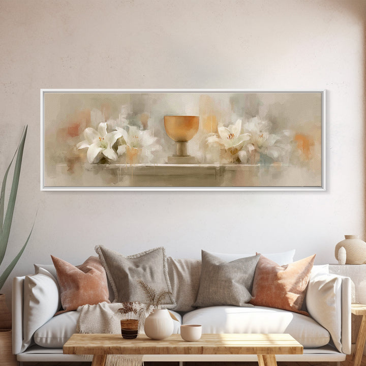 Blooming Grace, Framed Canvas Print, Christian Art Canvas, Panoramic Painting, Christian Wall Art, Christmas Art