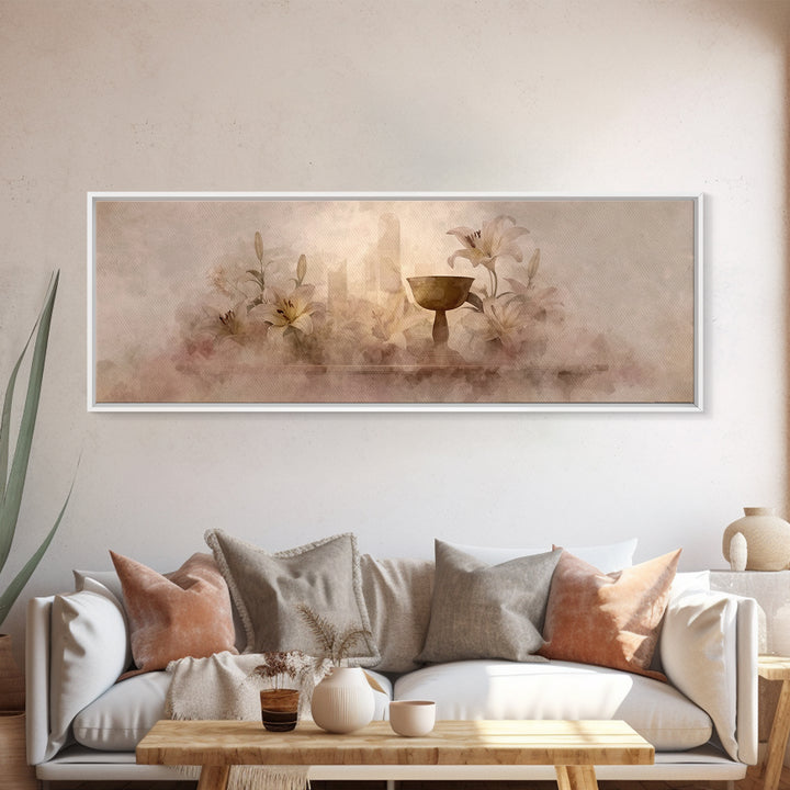 Mist Of Reverence | Framed Canvas Print | Christian Art Canvas | Panoramic Art | Modern Christian Art | Christian Wall Art | Christmas Art
