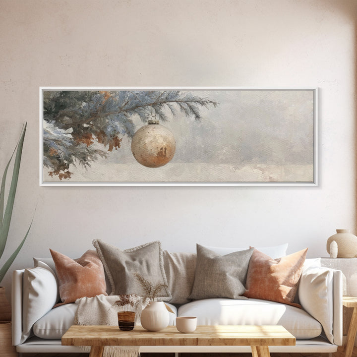 Winter Blessing Glow, Framed Canvas Print, Christmas Wall Art, Panoramic Painting, Christian Christmas Art, Framed Christian Art, Christian