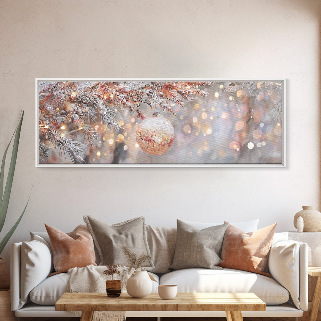 Sacred Snowfall Grace | Framed Canvas Print | Christian Christmas Art | Panoramic Wall Art | Christmas Art Prints | Christian Decor | Vinta