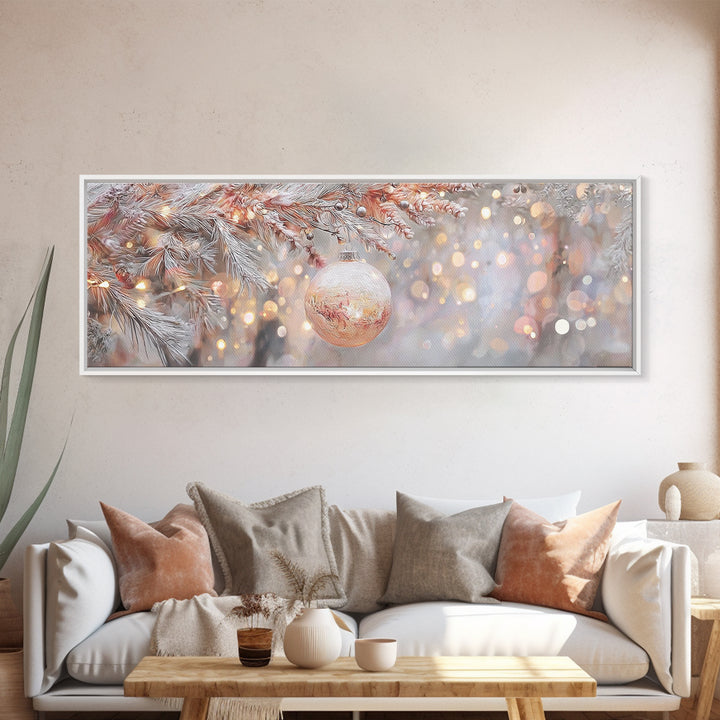 Sacred Snowfall Grace | Framed Canvas Print | Christian Christmas Art | Panoramic Wall Art | Christmas Art Prints | Christian Decor | Vinta