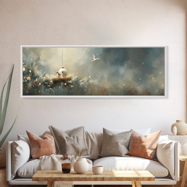 Bethlehem Evening Star, Framed Canvas Print, Christian Wall Art, Panoramic Art, Christian Christmas Art, Christmas Wall Art, Christian Gift