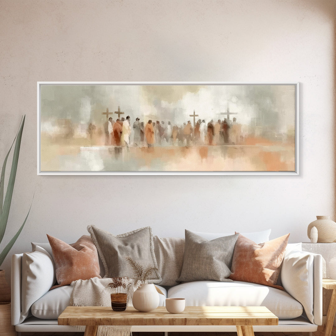 Burden Of Grace – Framed Canvas Print – Christian Wall Art – Christian Art Canvas – Panoramic Art – Christian Christmas Art