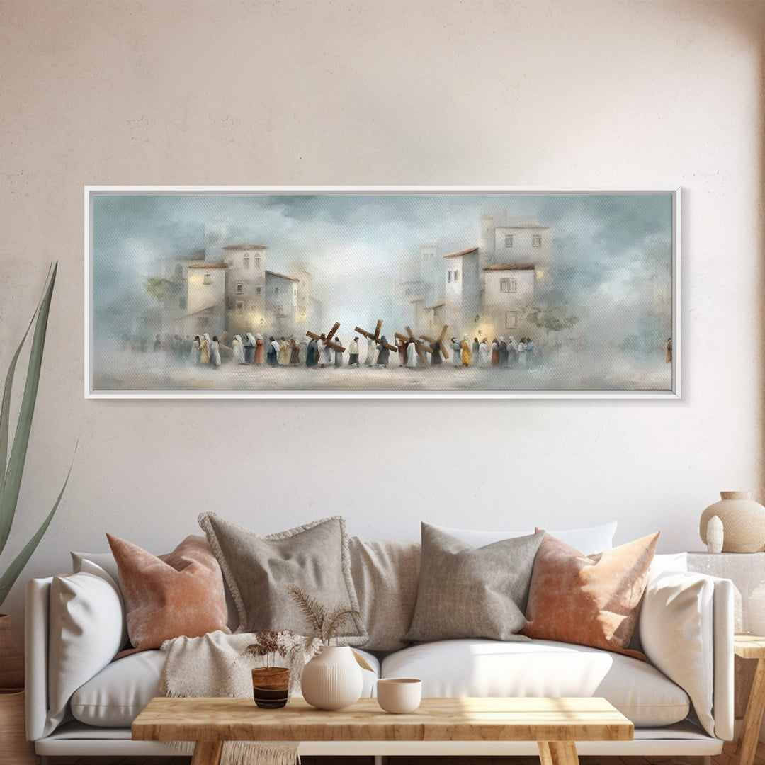 City Of Redemption – Framed Canvas Print – Christian Wall Art – Panoramic Wall Art – Christian Art Canvas – Subtle Christian Art