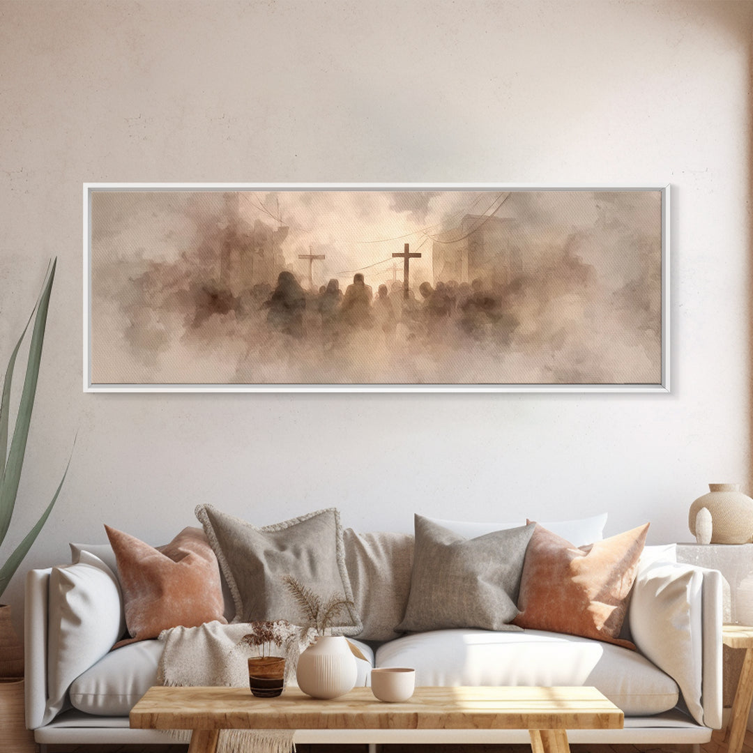 Dust Of Calvary | Framed Canvas Print | Christian Wall Art | Panoramic Art | Moody Christian Art | Christian Art Canvas