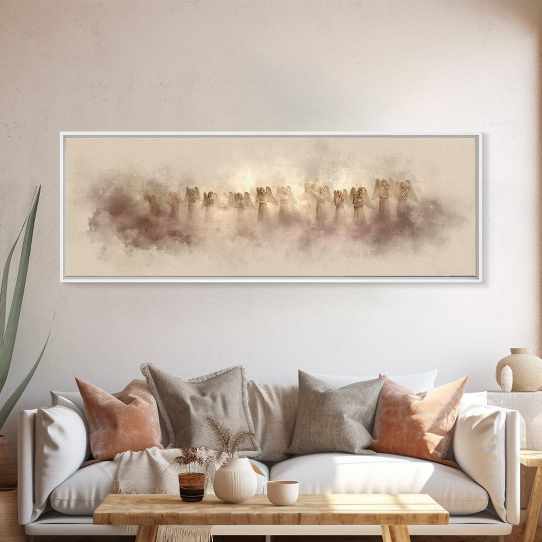 Heavenly Chorus – Framed Canvas Print – Panoramic Wall Art – Christian Art Canvas – Christian Christmas Art – Modern Christian Art