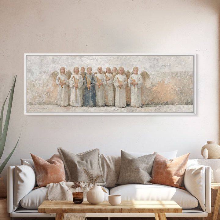Heaven’s Gentle Choir – Framed Canvas Print – Christian Wall Art – Panoramic Art – Christian Art Canvas – Christmas Art Prints