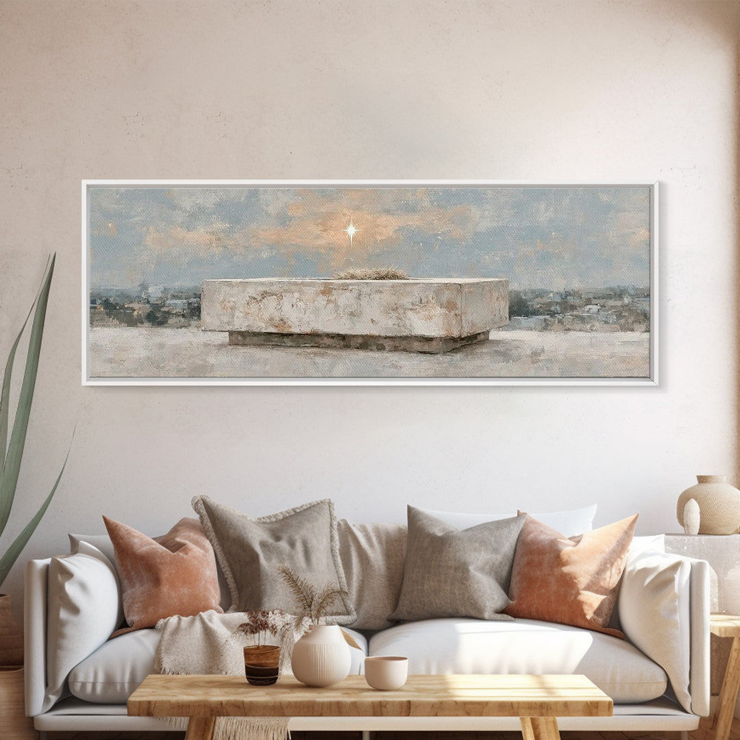 Star of Bethlehem Hope – Framed Canvas Print – Panoramic Art – Christian Wall Art – Christmas Art – Christian Art Canvas – Christian Christ