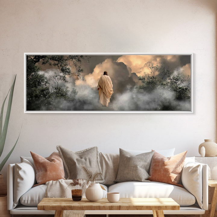 Holy Path Wonder, Framed Canvas Print, Jesus Wall Art, Christian Art Canvas, Modern Christian Art, Panoramic Wall Art, Christian Painting