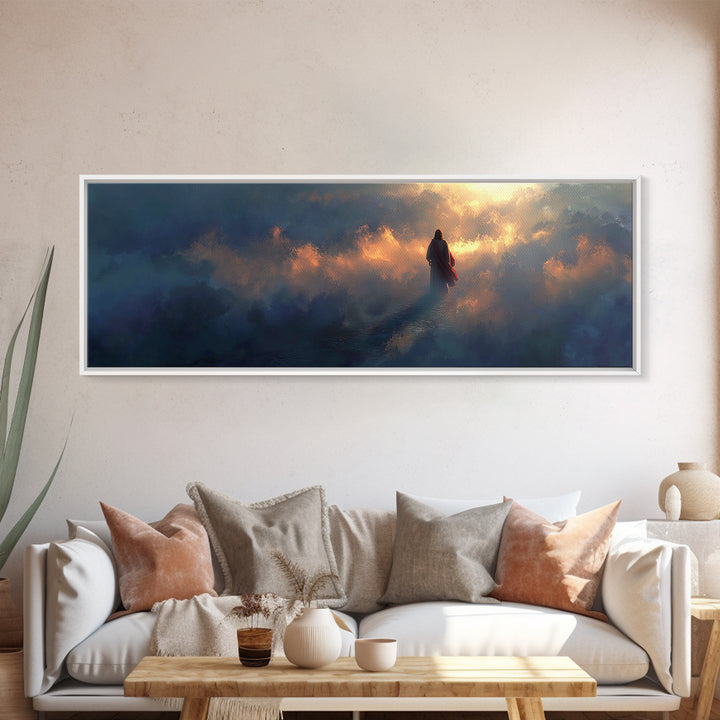 Heavenly Ascent Path | Framed Canvas Print | Jesus Painting | Christian Art Work | Large Christian Painting | Panoramic Print | Christian W