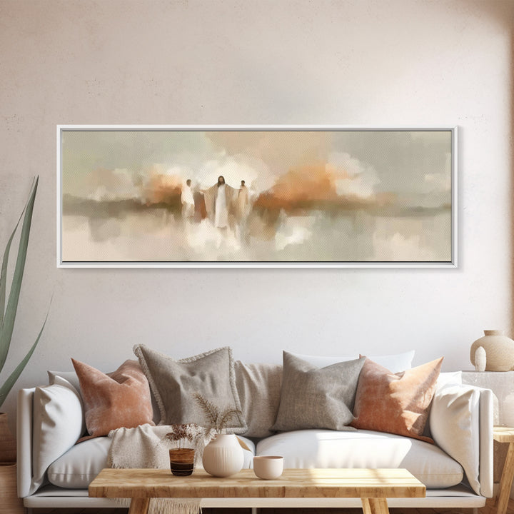 Sacred Gathering Light – Framed Canvas Print – Christian Art Canvas – Modern Christian Painting – Panoramic Art – Christian Wall Art – Chri