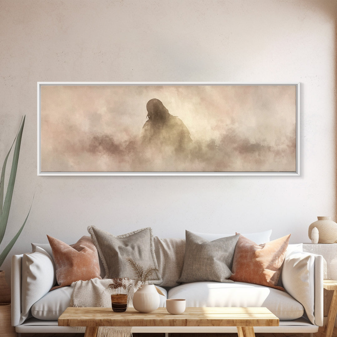 Veil Of Presence – Framed Canvas Print – Christian Art – Minimalist Christian Art – Subtle Christian Paintings – Panoramic Art – Christian