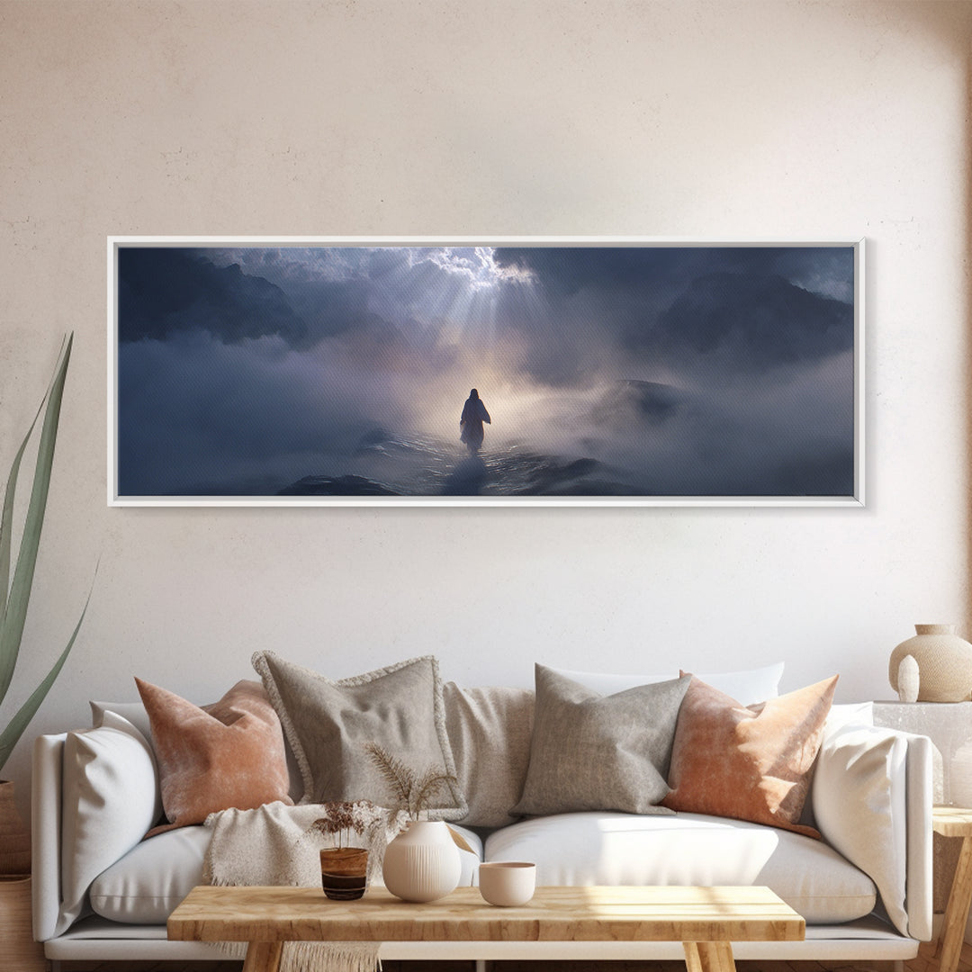 Path Of Divine Light – Framed Canvas Print – Christian Art Canvas – Jesus Painting – Modern Christian Art – Panoramic Art – Christian Wall