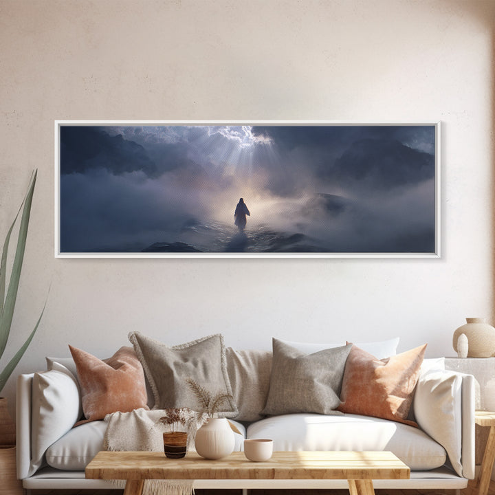 Path Of Divine Light – Framed Canvas Print – Christian Art Canvas – Jesus Painting – Modern Christian Art – Panoramic Art – Christian Wall