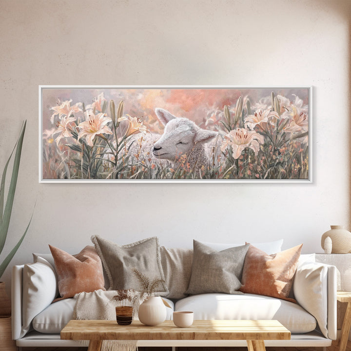 Garden Of Gentle Rest | Framed Canvas Print | Christian Wall Art | Christian Art Canvas | Christian Decor For Home | Panoramic Art | Christ