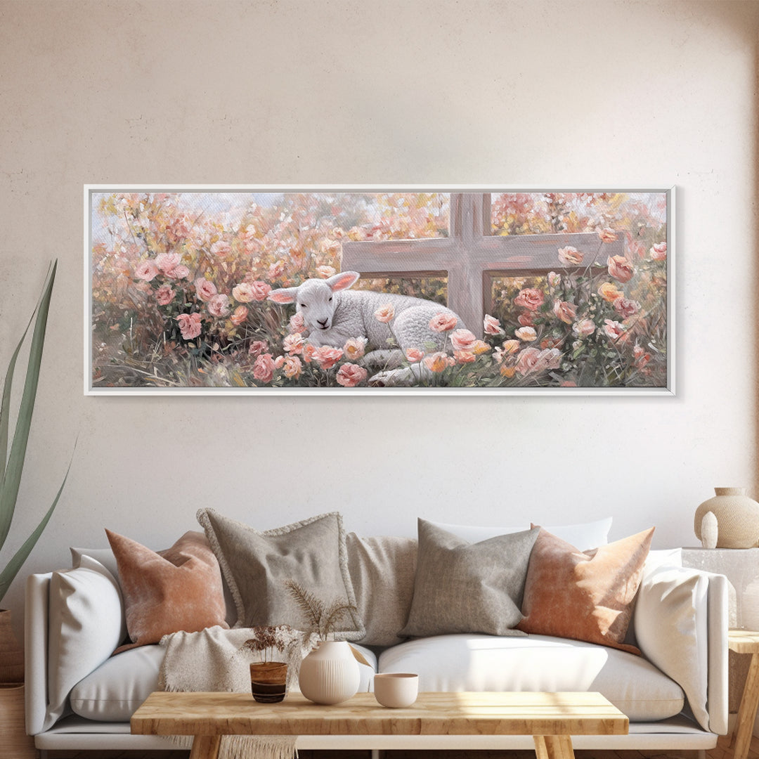 Field Of Promise – Framed Canvas Print – Christian Art Print – Panoramic Wall Art – Christian Christmas Art – Christian Decor For Home – Gi
