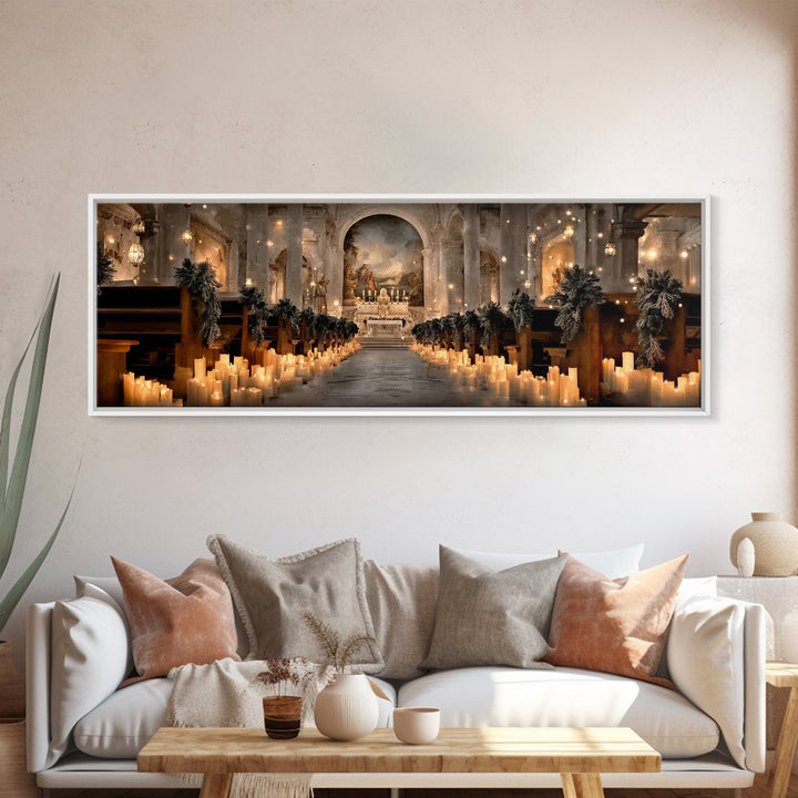 Altar Of Peace | Framed Canvas Print | Christian Art Canvas | Panoramic Frame | Christian Wall Art | Christmas Art | Christian Christmas De