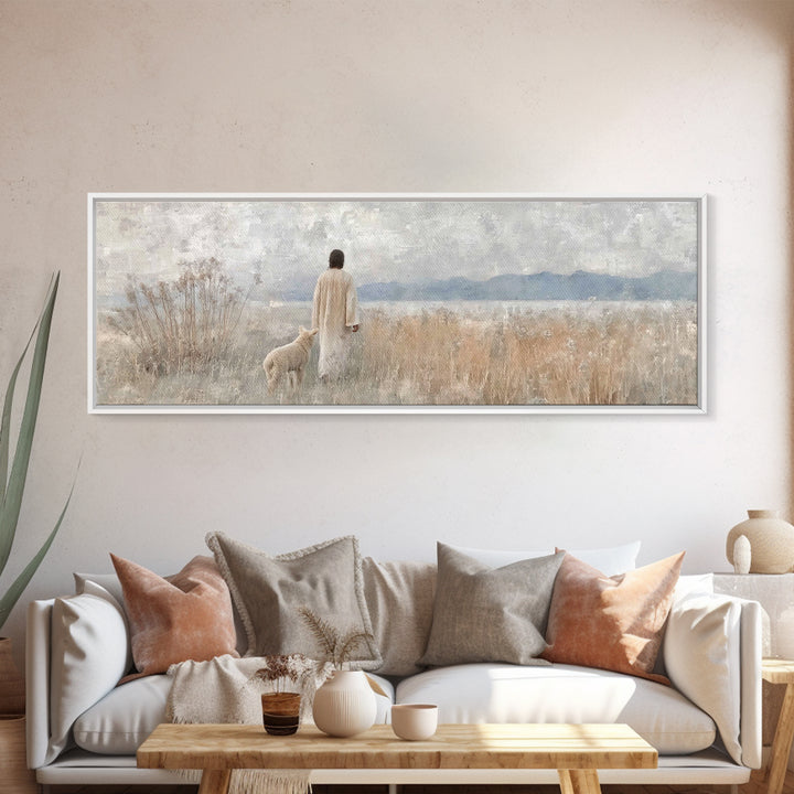 Grace In The Mist, Framed Canvas Print, Panoramic Painting, Christian Art Canvas, Jesus Painting, Christian Art, Christian Wall Art, Christ