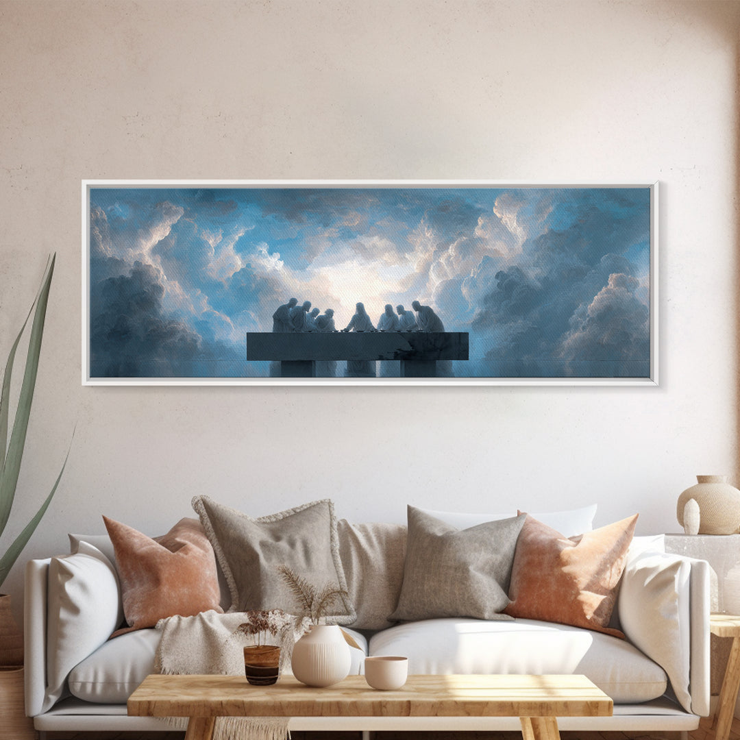Heavenly Communion | Framed Canvas Print | Christian Art Canvas | Christian Wall Art | Panoramic Wall Art | Christian Christmas | Jesus Pai