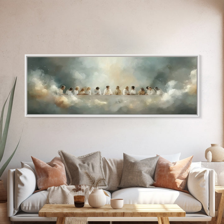 Radiant Fellowship, Framed Canvas Print, Christian Wall Art, Panoramic Wall Art, Christian Art Canvas, Jesus Painting, Christmas Art