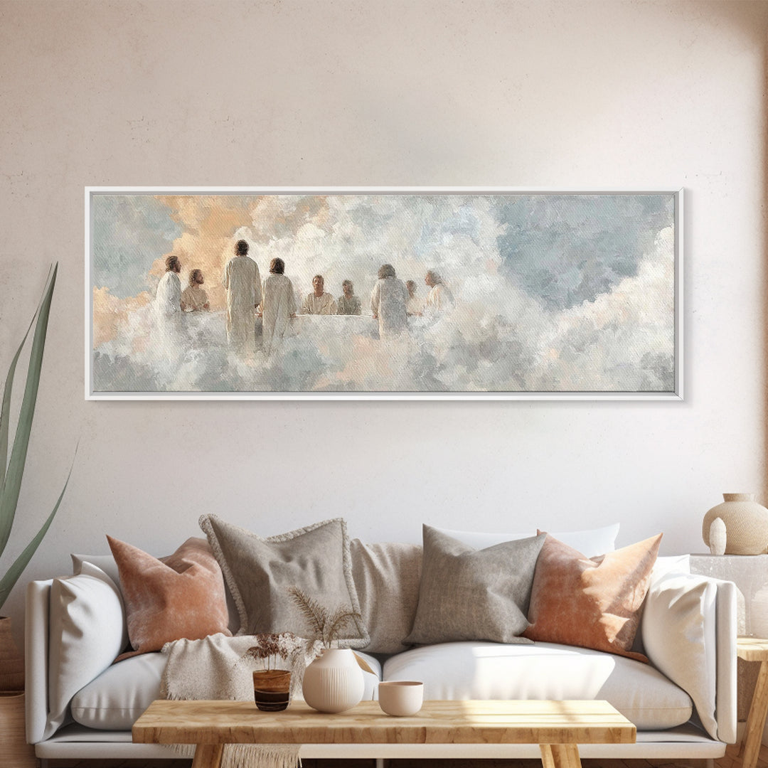 Supper Of Light – Framed Canvas Print – Christian Art – Panoramic Art – Christian Wall Art – Jesus Christmas Art – Christian Decoration