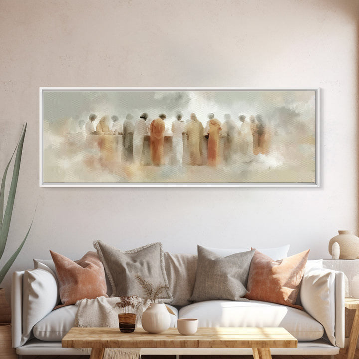 Cloudborne Gathering | Framed Canvas Print | Christian Art | Jesus Wall Art | Panoramic Painting | Christian Christmas Decor | Christian Ar