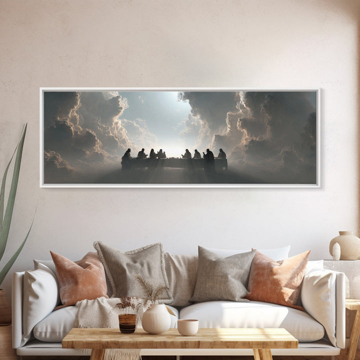 Heaven’s Table, Framed Canvas Print, Christian Art Canvas, Panoramic Print, Jesus Painting, Christian Wall Art, Christmas Art Prints