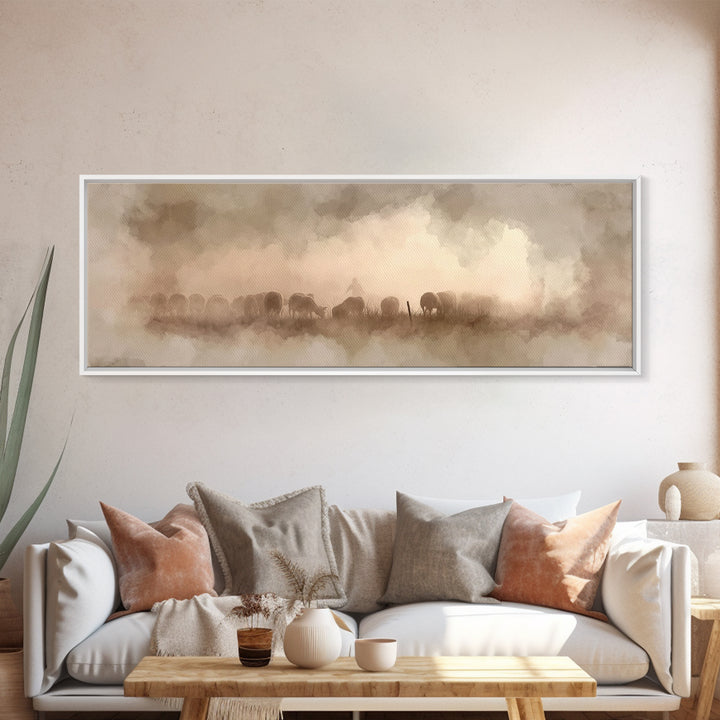 Fields Of Mercy – Framed Canvas Print – Christian Art Print – Panoramic Painting – Jesus Wall Art – Christian Decor – Christmas Art
