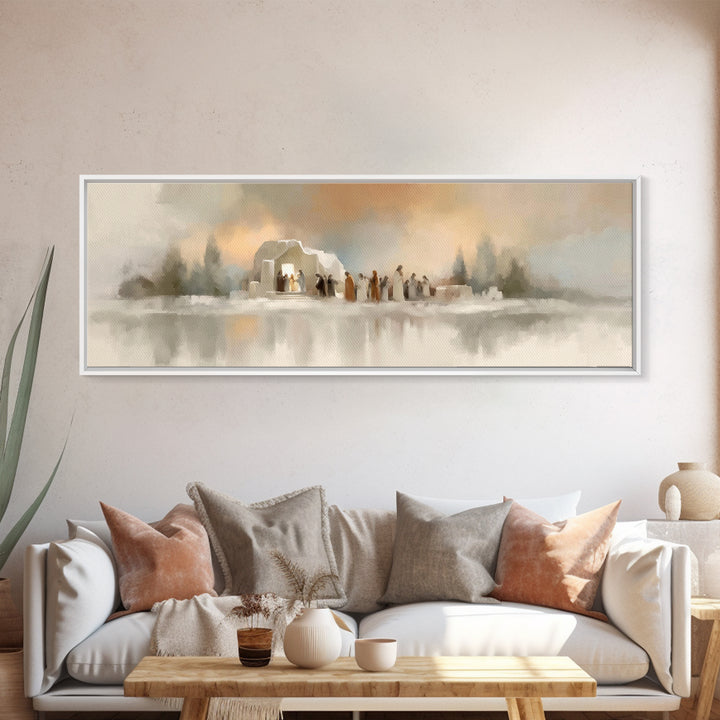 Glory In The Stable – Framed Canvas Print – Panoramic Wall Art – Christian Art Canvas – Christmas Art – Christian Christmas Decorations – C