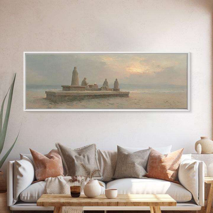 Seaside Offering Dawn | Framed Canvas Print | Christian Art Canvas | Christian Painting | Modern Christian Art | Panoramic Print | Christia
