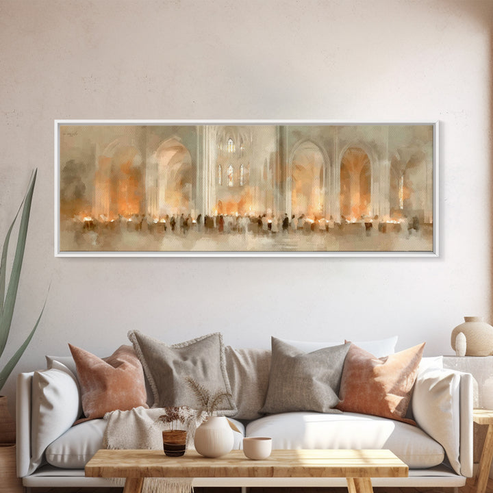 Procession Of Light, Framed Canvas Print, Christian Christmas Art, Panoramic Art, Christian Wall Art, Christmas Canvas Wall Art, Christian