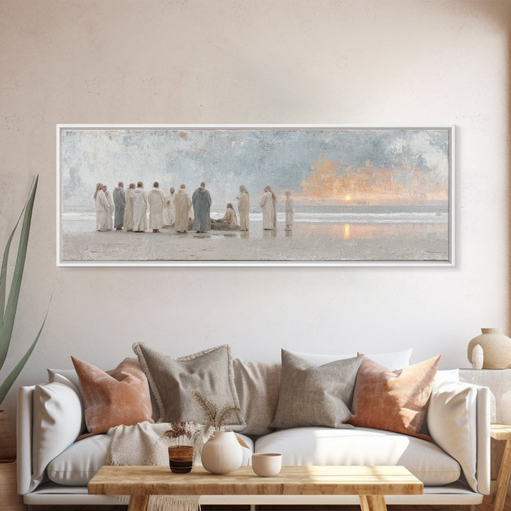 Ocean Circle Witness, Framed Canvas Print, Christian Art Prints, Christian Wall Art, Large Christian Painting, Panoramic Print, Christian C