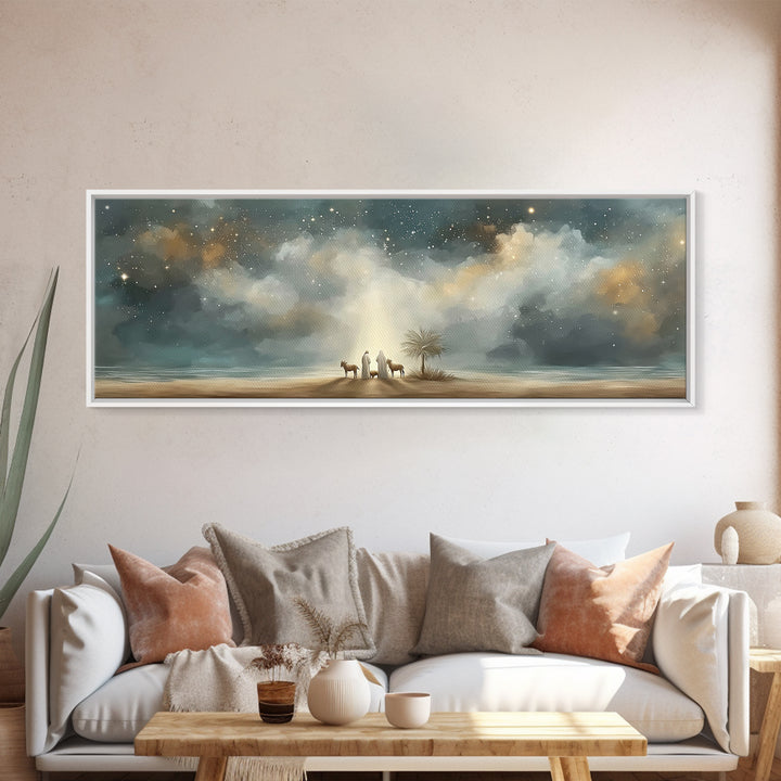 Little Holy Rest – Framed Canvas Print – Christian Christmas Art – Christian Art Canvas – Panoramic Painting – Jesus Christmas Art – Christ