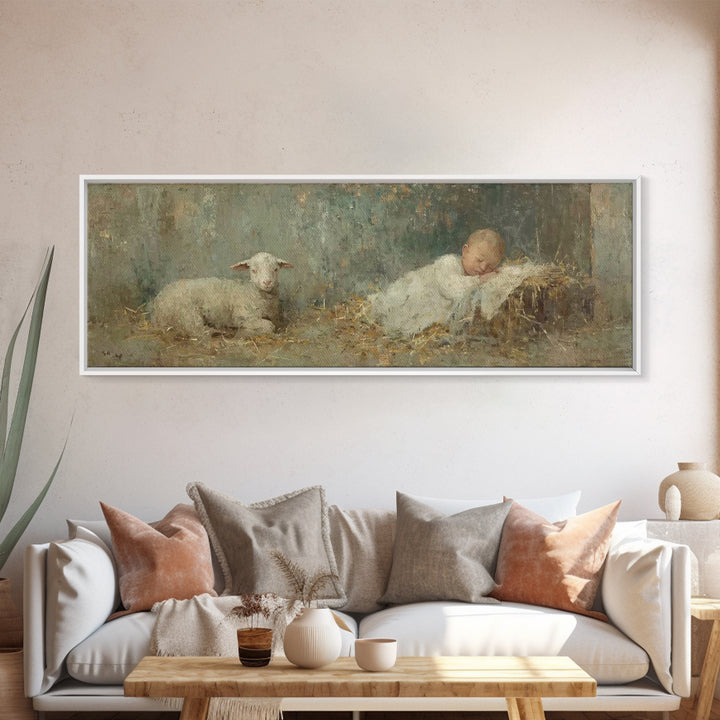 Heavenly Shore Star, Framed Canvas Print, Christian Art Canvas, Panoramic Art, Christmas Art Prints, Christian Wall Art, Jesus Christmas Ar