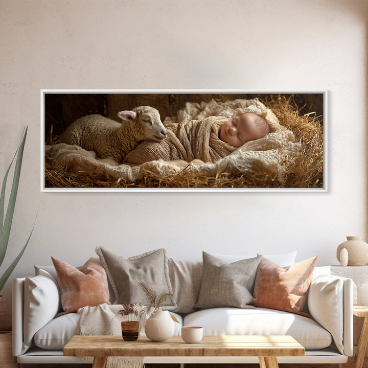Soft Bethlehem Calm | Framed Canvas Print | Panoramic Painting | Christian Christmas Art | Christian Art Canvas | Christian Wall Art | Jesu