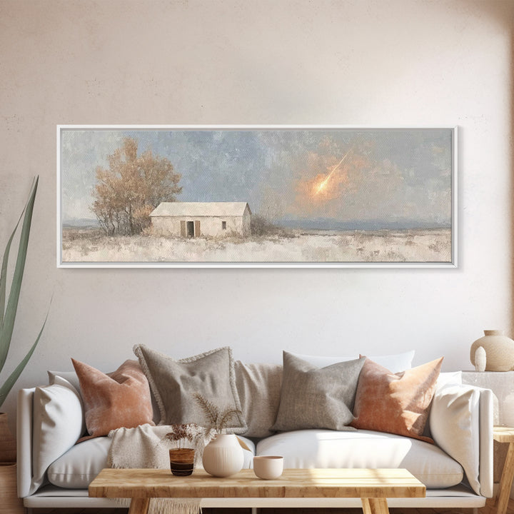 Silent Stable Light – Framed Canvas Print – Christian Art Canvas – Panoramic Wall Art – Christmas Art – Christian Wall Art – Jesus Painting