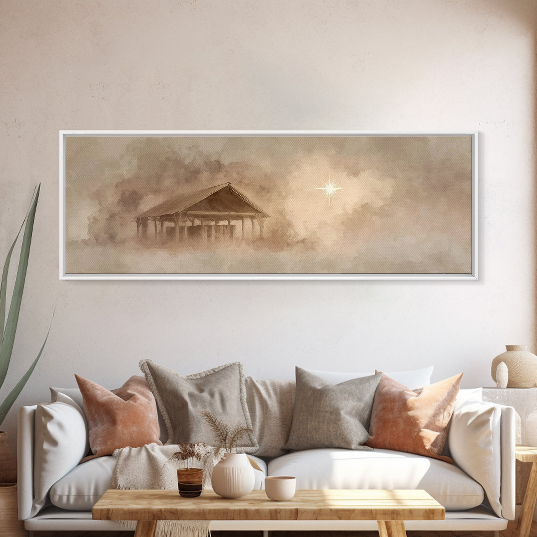 Morning Star Journey – Framed Canvas Print – Christian Art – Panoramic Art – Christmas Wall Art – Christian Art Canvas – Jesus Painting