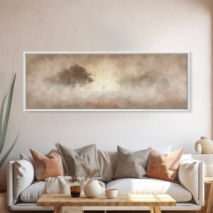 Solitary Road Grace | Framed Canvas Print | Christian Wall Art | Panoramic Frame | Christian Art | Christmas Art | Jesus Painting