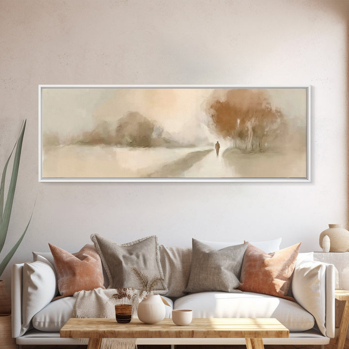 Walk Of Still Grace, Framed Canvas Print, Panoramic Painting, Christian Art Canvas, Jesus Painting, Christian Wall Art, Minimalist Christia