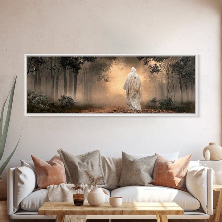 Quiet Hills Of Faith – Framed Canvas Print – Panoramic Painting – Christian Art – Jesus Painting – Christian Art Canvas – Subtle Christian