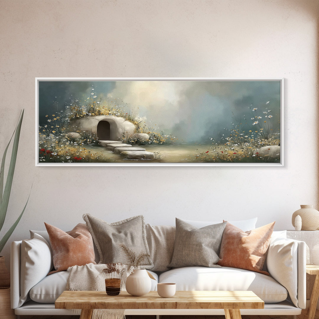 Heavenly Bloom Path | Framed Canvas Print | Christian Art Canvas | Christian Christmas Art | Panoramic Wall Art | Christian Wall Art | Jesu