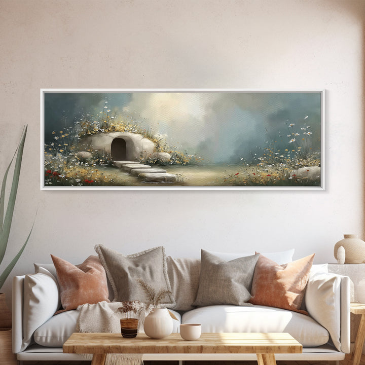 Heavenly Bloom Path | Framed Canvas Print | Christian Art Canvas | Christian Christmas Art | Panoramic Wall Art | Christian Wall Art | Jesu
