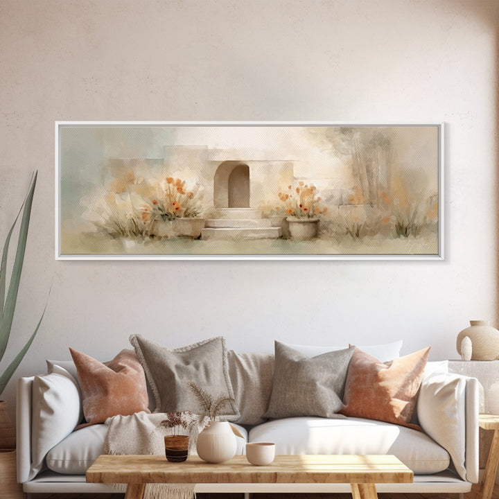 Light Of Renewal, Framed Canvas Print, Christian Art Canvas, Panoramic Painting, Christian Christmas Art, Christian Wall Art, Jesus Paintin