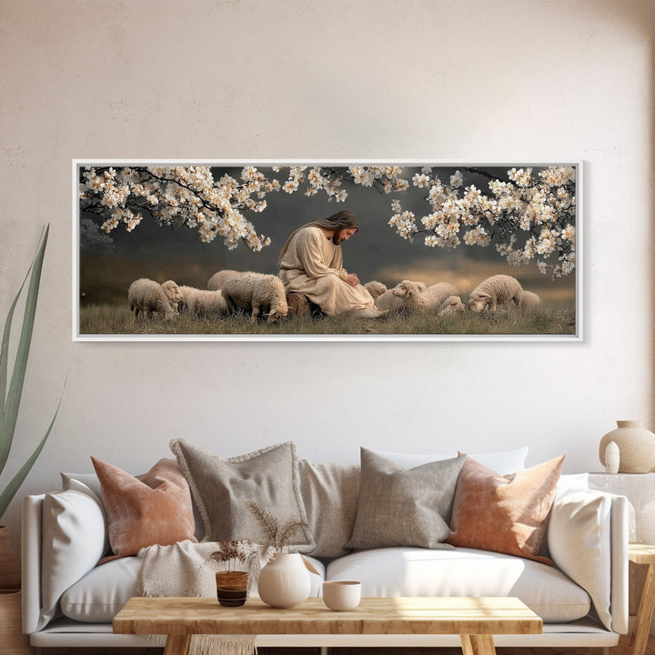 Stillness Of Grace | Framed Canvas Print | Panoramic Frame | Christian Wall Art | Christian Art Canvas | Christian Christmas Art | Jesus Pa